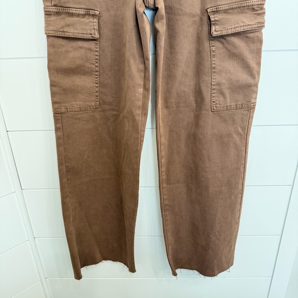 OAT Women's Brown Raw Hem Cargo Pants Size 26 - 23653 - Picture 5 of 11